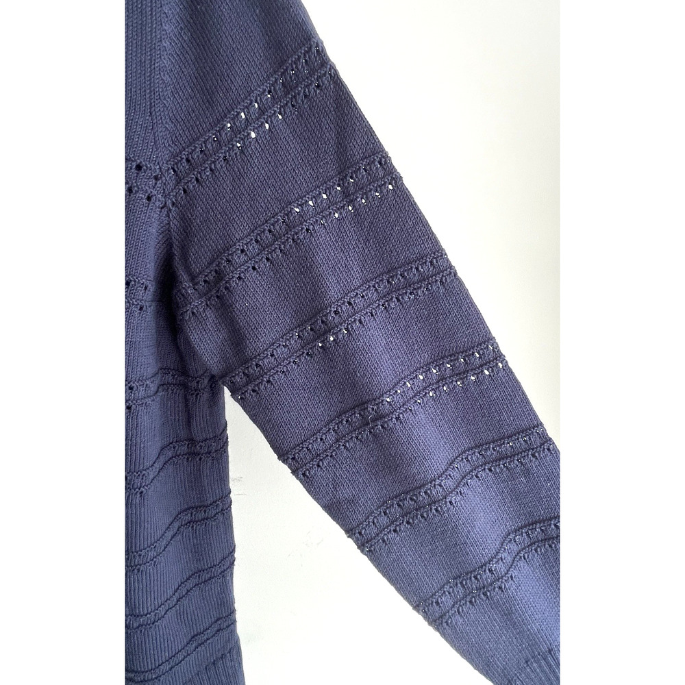 NWT Talbots Womens Size Large V-Neck Girlfriend Cardigan Navy Blue - Picture 3 of 6